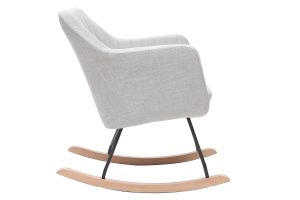 Rocking chair scandinave en tissu gris clair, métal noir et bois clair ALEYNA