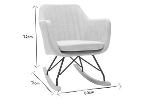Rocking chair scandinave en tissu gris clair, métal noir et bois clair ALEYNA