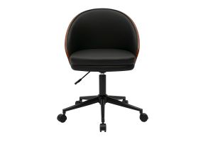 Sedia da ufficio con ruote nera, legno scuro e metallo TUCSON