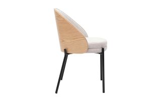 Chaises en tissu effet velours texturé beige, bois clair et métal (lot de 2) TUCSON