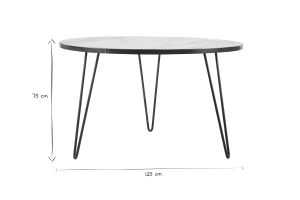 Table à manger ronde industrielle bois manguier massif et métal D125 cm ATELIER
