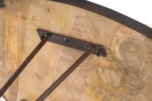 Table à manger ronde industrielle bois manguier massif et métal D125 cm ATELIER
