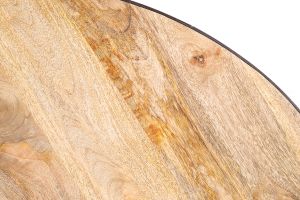 Table à manger ronde industrielle bois manguier massif et métal D125 cm ATELIER
