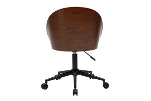Sedia da ufficio con ruote nera, legno scuro e metallo TUCSON