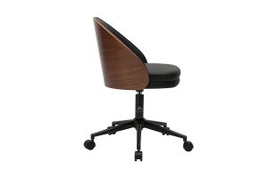 Chaise de bureau à roulettes noire, bois foncé et métal TUCSON