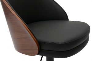 Sedia da ufficio con ruote nera, legno scuro e metallo TUCSON