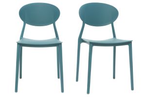 Chaises design empilables bleu canard intérieur - extérieur (lot de 2) ANNA