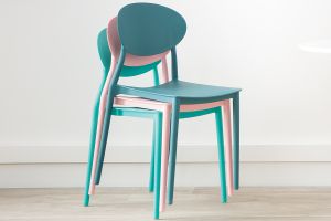 Chaises design empilables bleu canard intérieur - extérieur (lot de 2) ANNA
