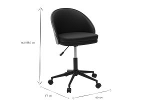 Sedia da ufficio con ruote nera, legno scuro e metallo TUCSON