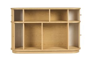 Console vintage en bois clair chêne avec portes coulissantes L120 cm EPIC