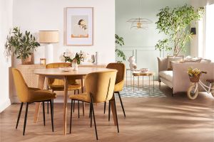 Table à manger ronde extensible finition chêne L120-150 cm LEENA