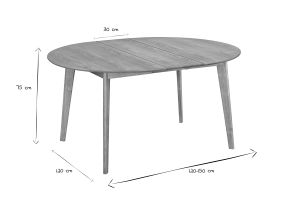 Table à manger ronde extensible finition chêne L120-150 cm LEENA