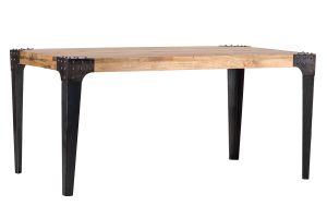 Table à manger industrielle acier et bois manguier massif L160 cm MADISON