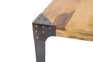 Table à manger industrielle acier et bois manguier massif L160 cm MADISON