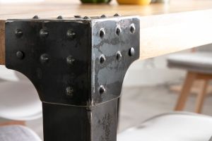 Table à manger industrielle acier et bois manguier massif L160 cm MADISON
