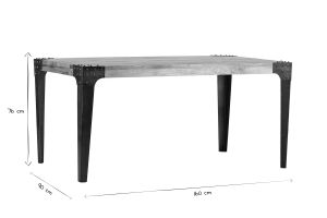 Table à manger industrielle acier et bois manguier massif L160 cm MADISON