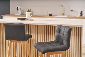 Tabourets de bar bois et gris foncé H65 cm (lot de 2) KLARIS