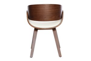 Chaise design blanc et bois foncé noyer BENT