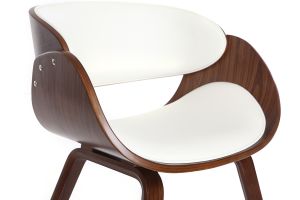 Chaise design blanc et bois foncé noyer BENT