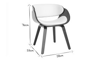 Chaise design blanc et bois foncé noyer BENT