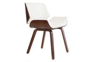 Chaise design blanc et bois foncé RUBBENS