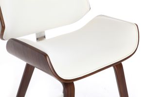 Chaise design blanc et bois foncé RUBBENS