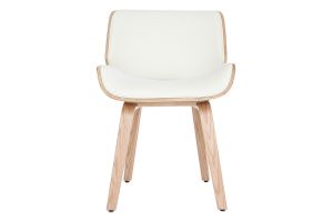 Chaise design blanc et bois clair RUBBENS