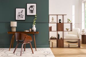Chaise design noir et bois foncé noyer BENT