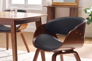 Chaise design noir et bois foncé noyer BENT