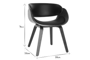 Chaise design noir et bois foncé noyer BENT
