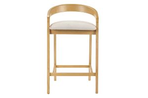 Taburetes de bar de tela efecto terciopelo texturizado beige y madera clara H68 cm (lote de 2) PULSO