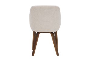 Sedia in tessuto ciniglia beige e legno scuro EARL
