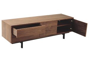 Meuble TV vintage en bois foncé avec rangements fermés L160 cm MANNY