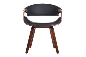 Fauteuil design noir et bois foncé noyer ARAMIS
