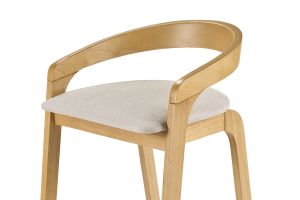 Taburetes de bar de tela efecto terciopelo texturizado beige y madera clara H68 cm (lote de 2) PULSO