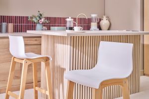 Sgabello da bar design legno e bianco 65cm set di 2 NEW SURF