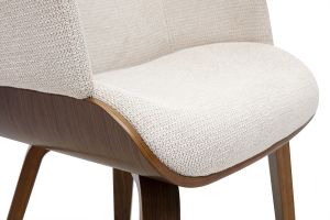 Chaise en tissu chenille beige et bois foncé EARL