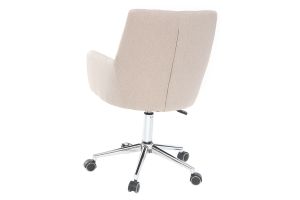 Chaise de bureau à roulettes en tissu beige et acier chromé SHANA