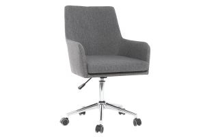 Chaise de bureau à roulettes en tissu gris anthracite et acier chromé SHANA