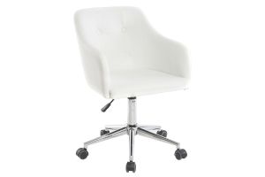 Chaise de bureau à roulettes design blanc et acier chromé BALTIK