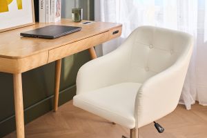 Chaise de bureau à roulettes design blanc et acier chromé BALTIK