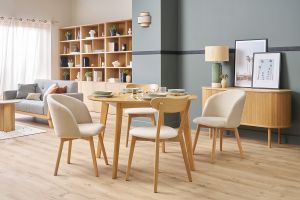 Tavolo da pranzo design rotondo allungabile quercia L120-150 LEENA