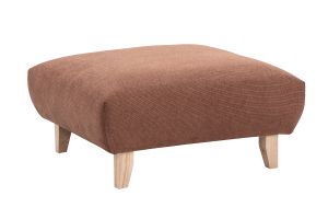 Pouf repose-pieds en tissu chenille terre brûlée et bois clair L75 cm BASTILLE