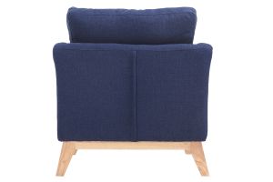 Fauteuil scandinave déhoussable en tissu bleu foncé et bois clair OSLO