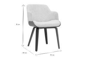 Chaise en tissu chenille beige et bois foncé EARL