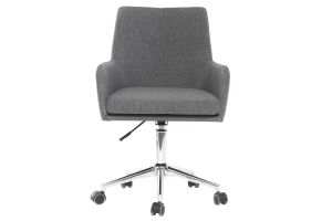 Chaise de bureau à roulettes en tissu gris anthracite et acier chromé SHANA