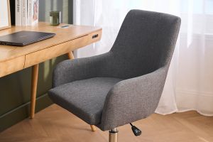 Chaise de bureau à roulettes en tissu gris anthracite et acier chromé SHANA