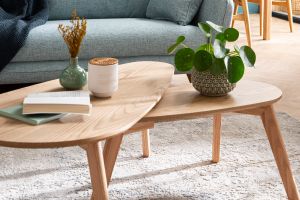 Tables basses gigognes scandinaves bois clair chêne (lot de 2) ARTIK