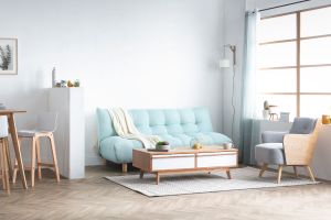 Divano convertibile design scandinavo verde acqua YUMI