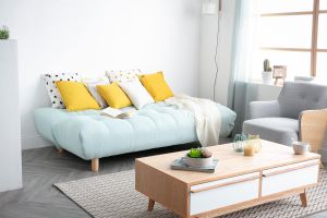 Divano convertibile design scandinavo verde acqua YUMI